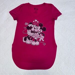 Disney Minnie Mouse Graphic Tee | Pink V-Neck Hi-Low Hem | Women’s Small